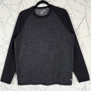 Tuffmens Black Gray Stretch Knit Long Sleeve Crewneck T-Shirt